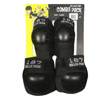 187 Killer Pads - XS Black Knee Elbow Combo