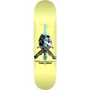 Powell Peralta - Rodriguez Skull and Sword Skateboard Deck Pastel Yellow 243 K20 - 8.25 x 31.95