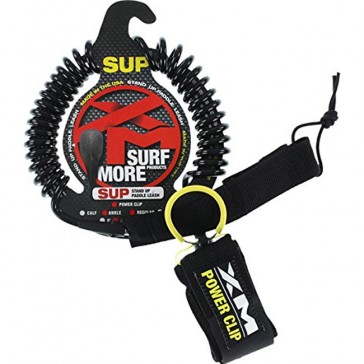 Surfmore - XM SUP Power-Clip Coiled Reg Ankle Leash 10' Black