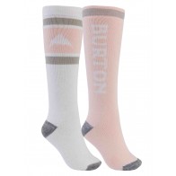 Burton - Women's Weekend Midweight Socks (2 Pack) - White/Peach
