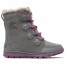 Sorel - Whitney Suede Gray/Raspberry - Youth 