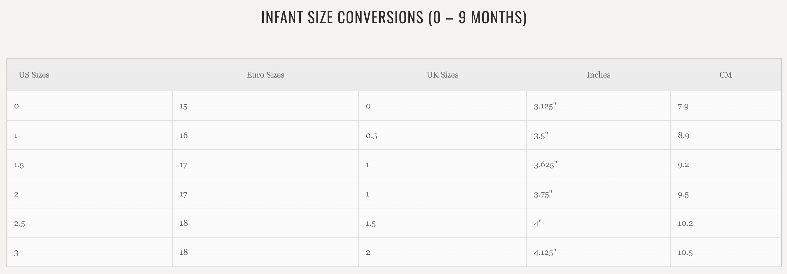 Size Chart